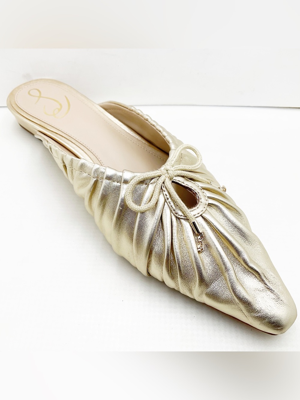 {Sam Edelman} Julia Metallic Gold Pointed Toe Mules - Picture 4 of 14